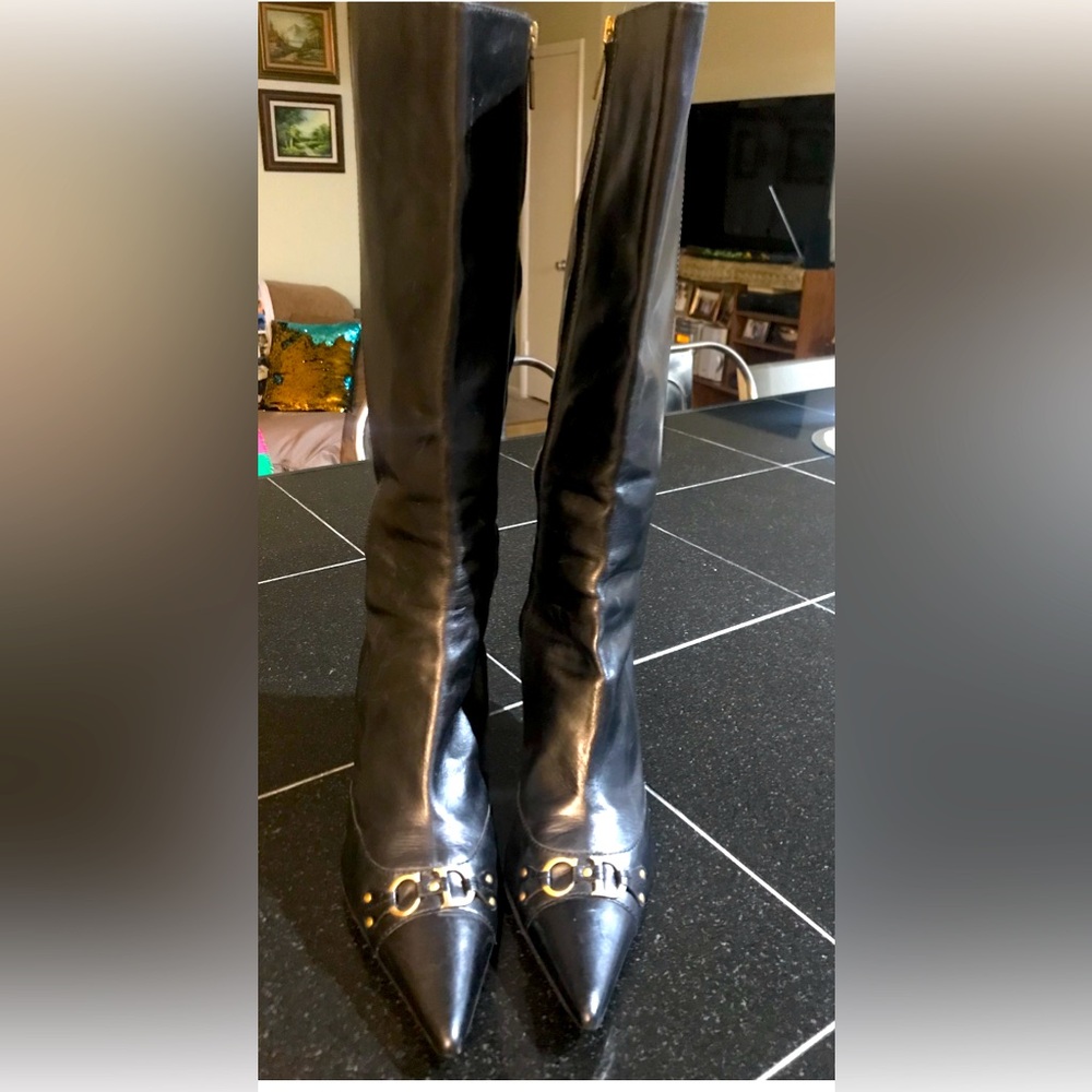 Pre-owned Knee-high vintage black Christian Dior boots size 40